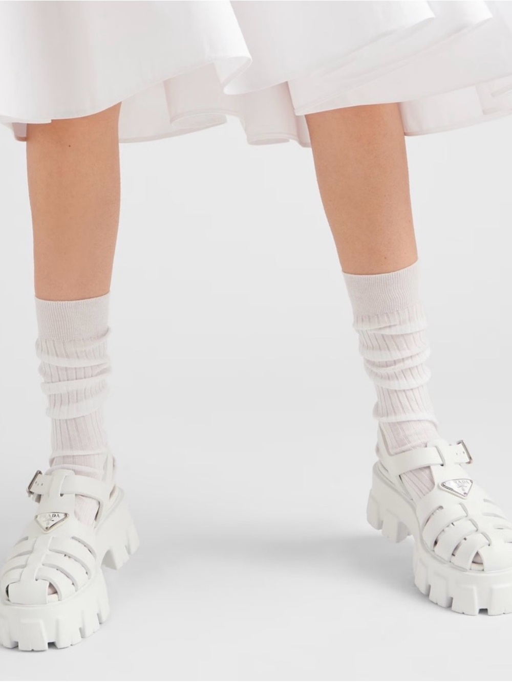 Prada White Rubber Monolith sandals Size 37 - Picture 3 of 13